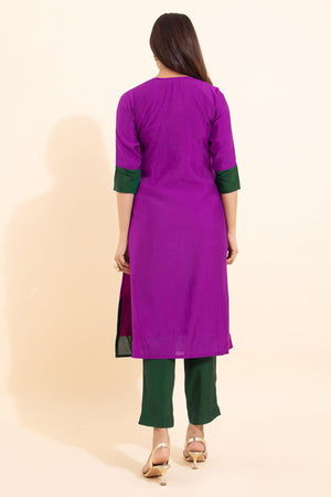 Paisley Embroidered Kurta - Purple