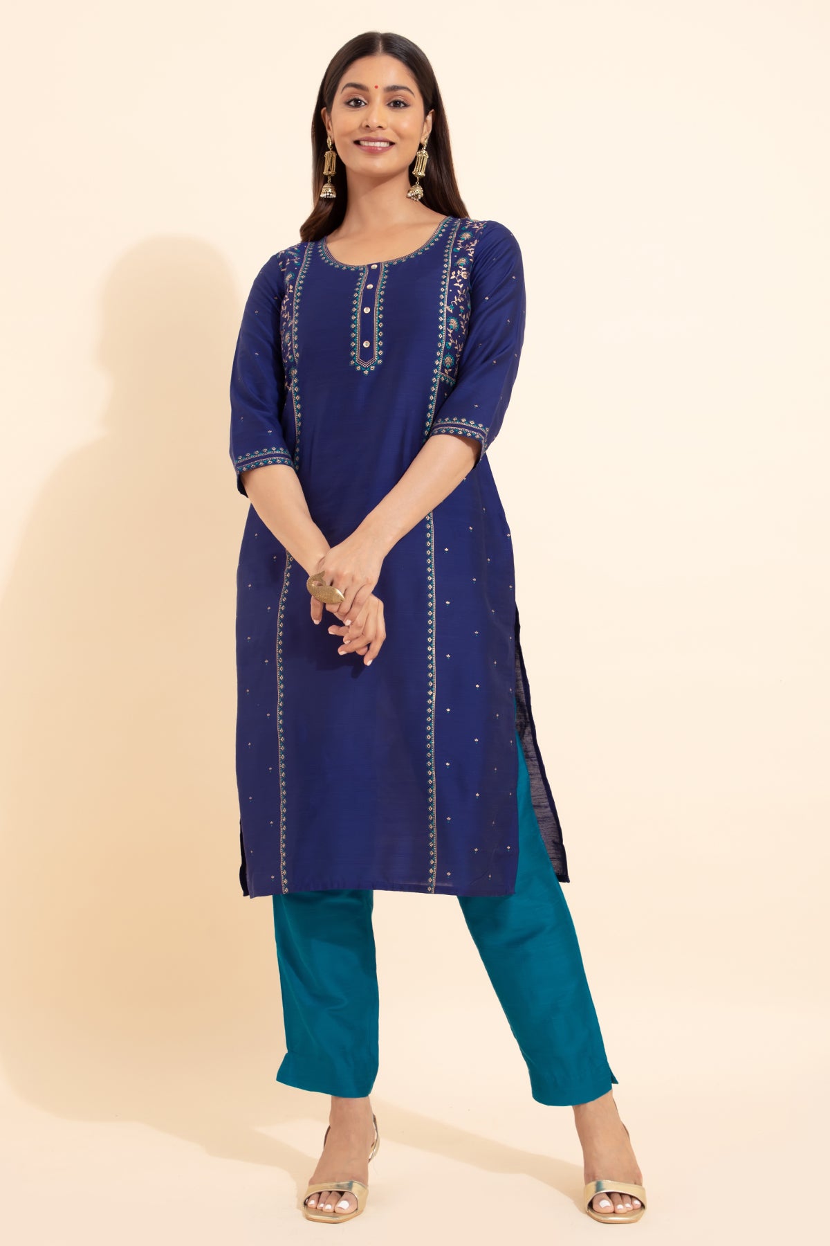 Ditsy Floral Printed Kurta - Blue