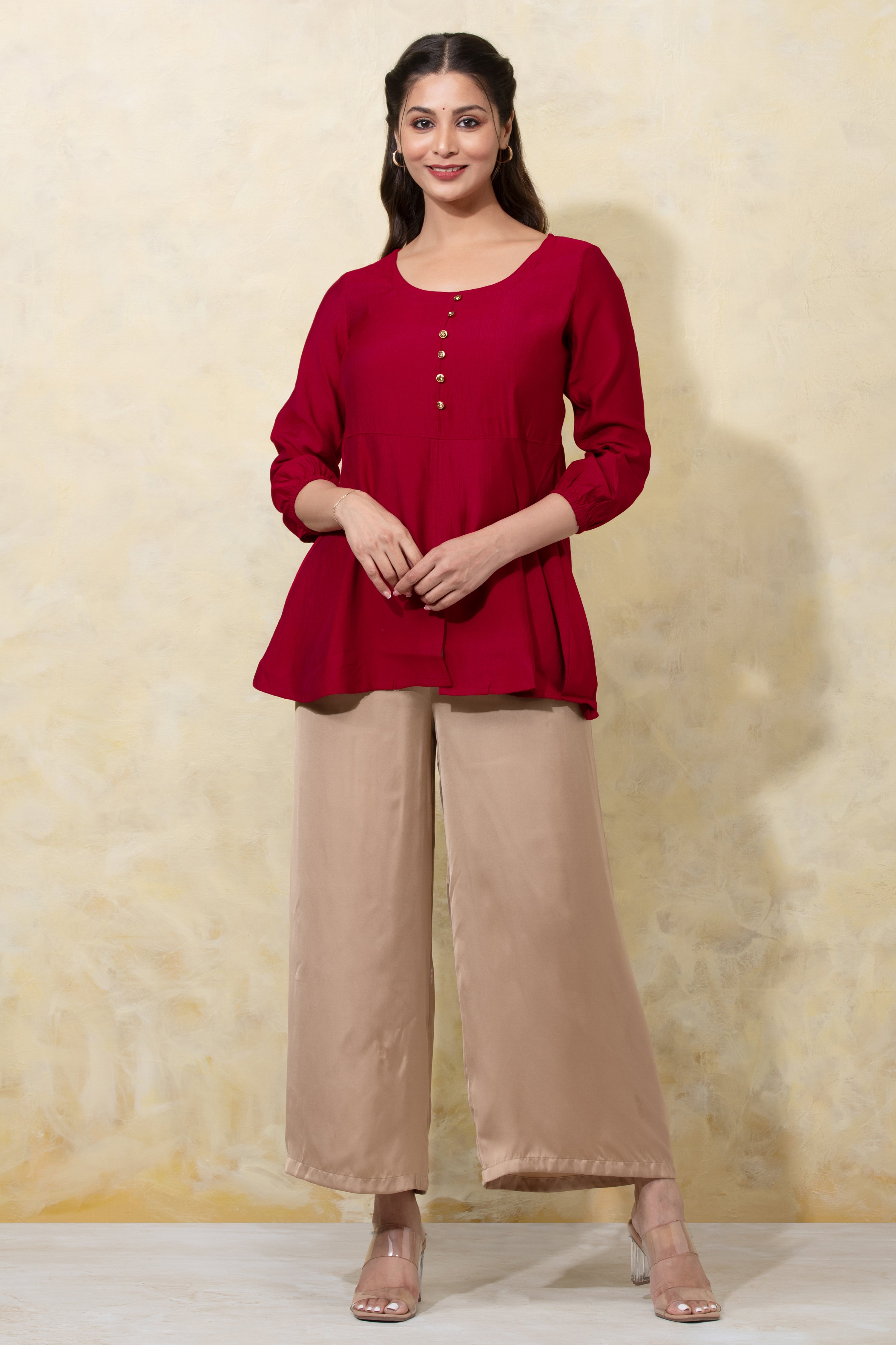 Striped Monochromatic Dobby Weave Red