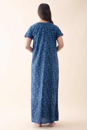 Jaipur Cotton Printed Nighty - Blue