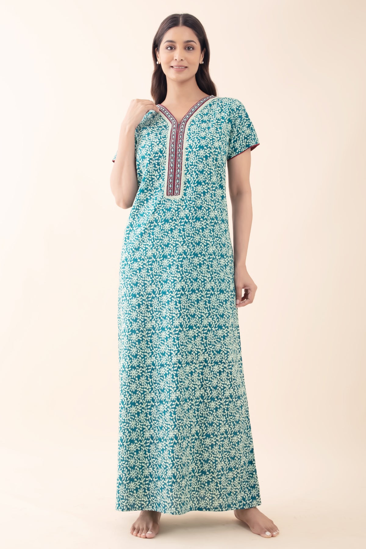 Floral Batik Printed Cotton Nighty