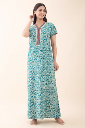 Floral Batik Printed Cotton Nighty