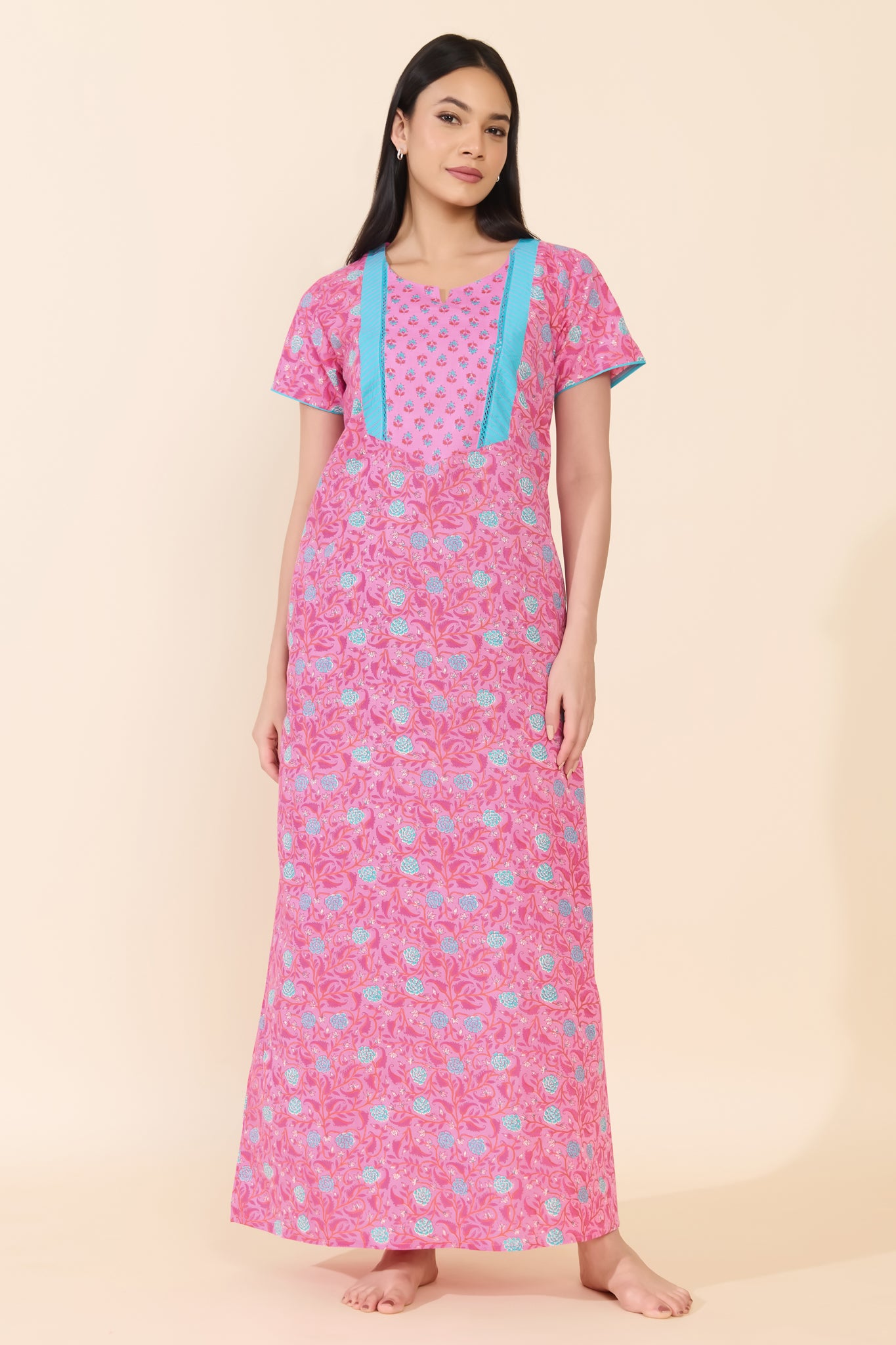 PINK FLORAL COTTON NIGHTWEAR