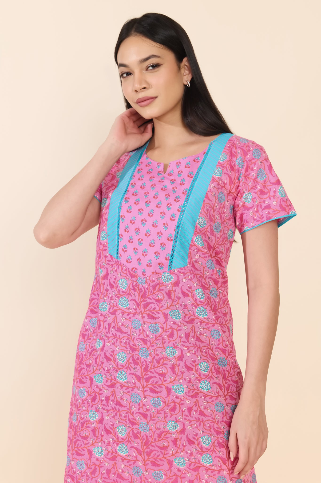 PINK FLORAL COTTON NIGHTWEAR