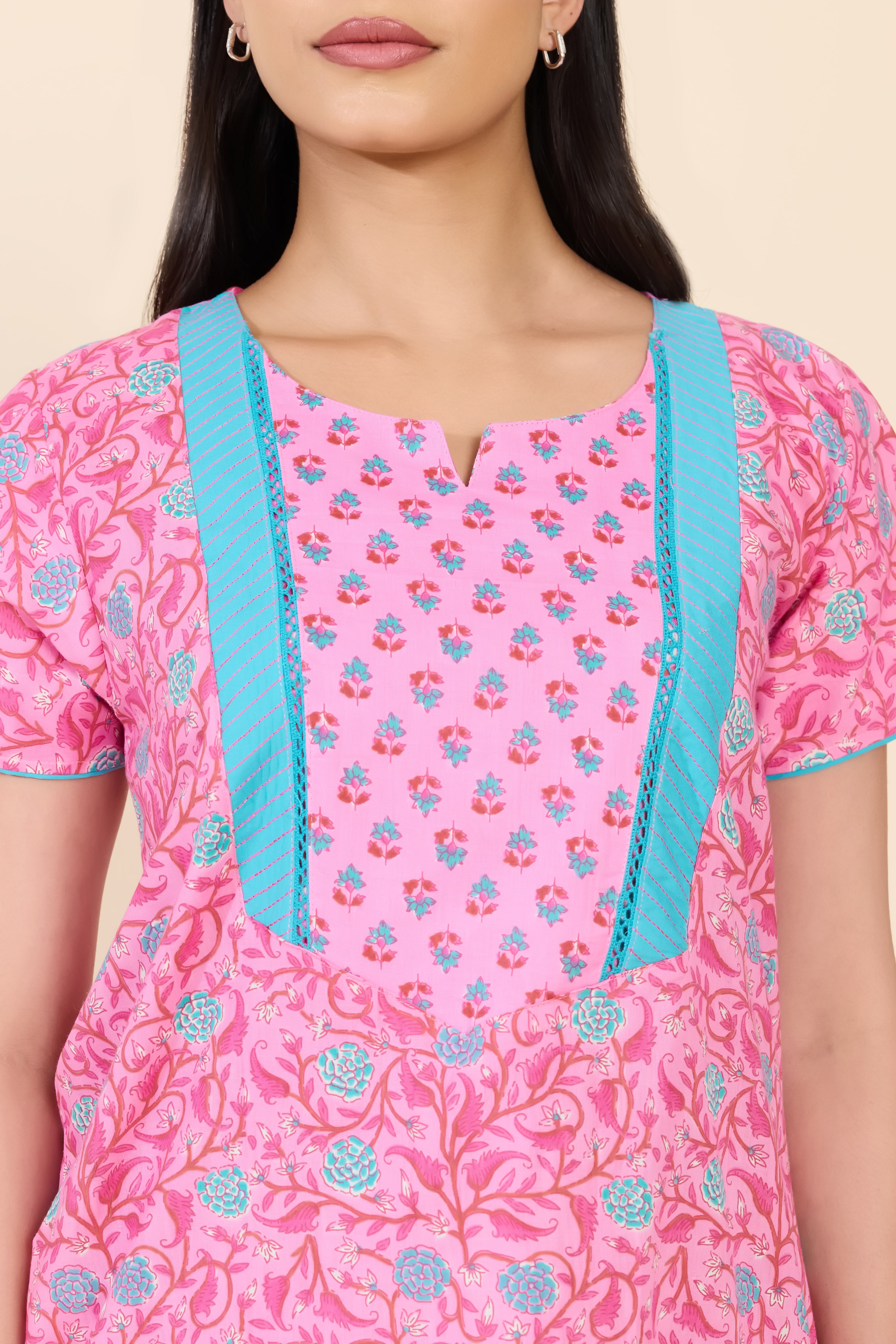 PINK FLORAL COTTON NIGHTWEAR
