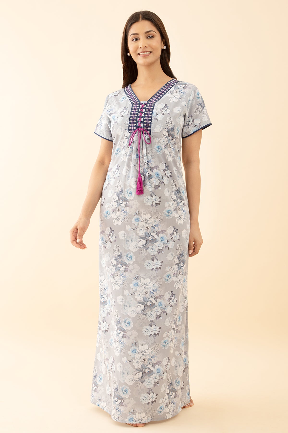 Printed Blue Nighty Floral Ditsy Delight