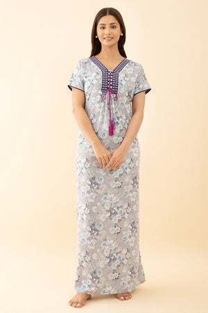 Printed Blue Nighty Floral Ditsy Delight