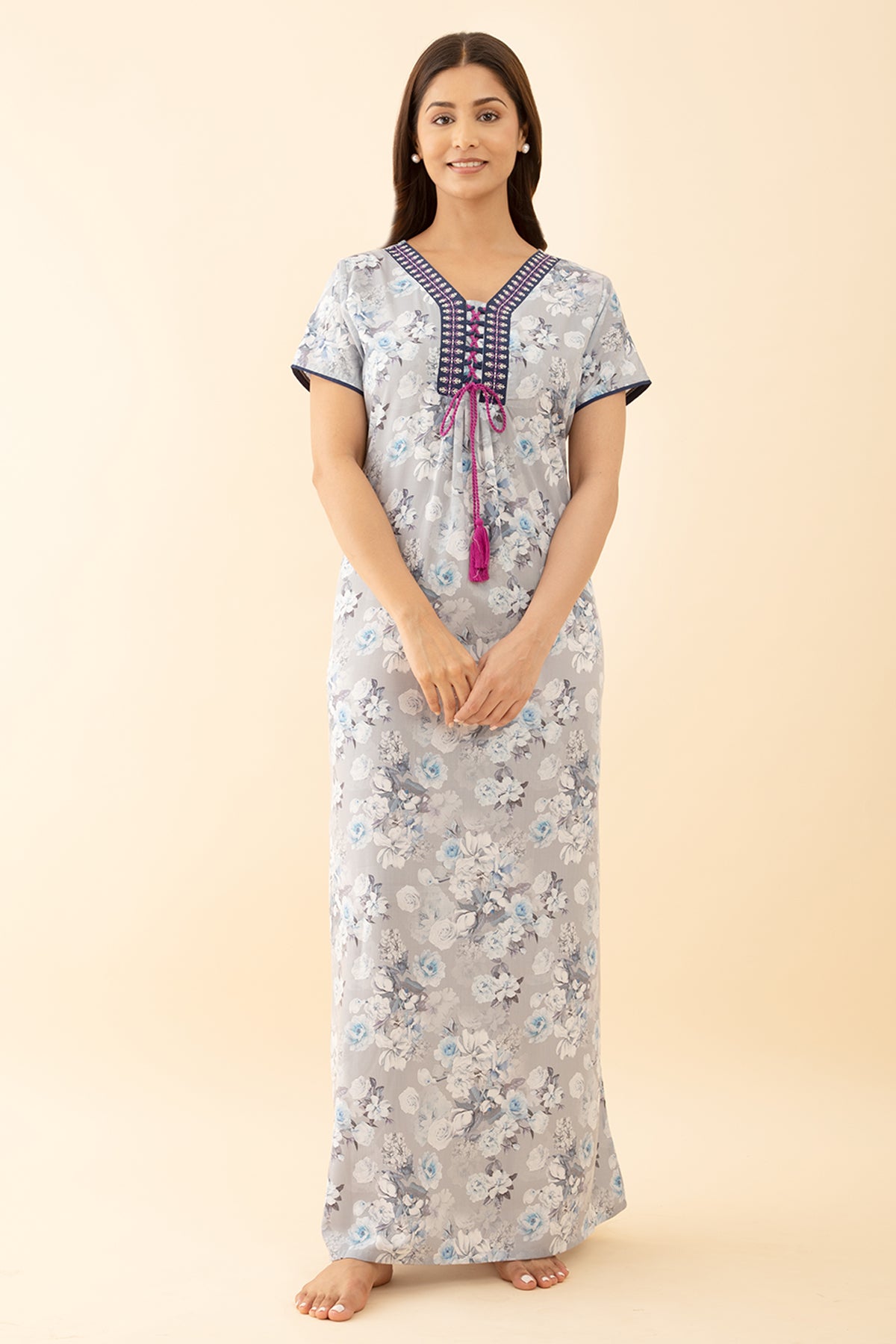 Printed Blue Nighty Floral Ditsy Delight