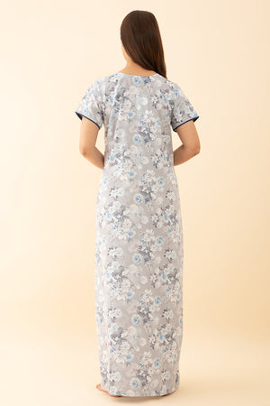 Printed Blue Nighty Floral Ditsy Delight