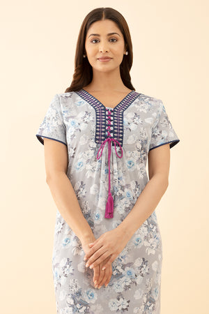 Printed Blue Nighty Floral Ditsy Delight