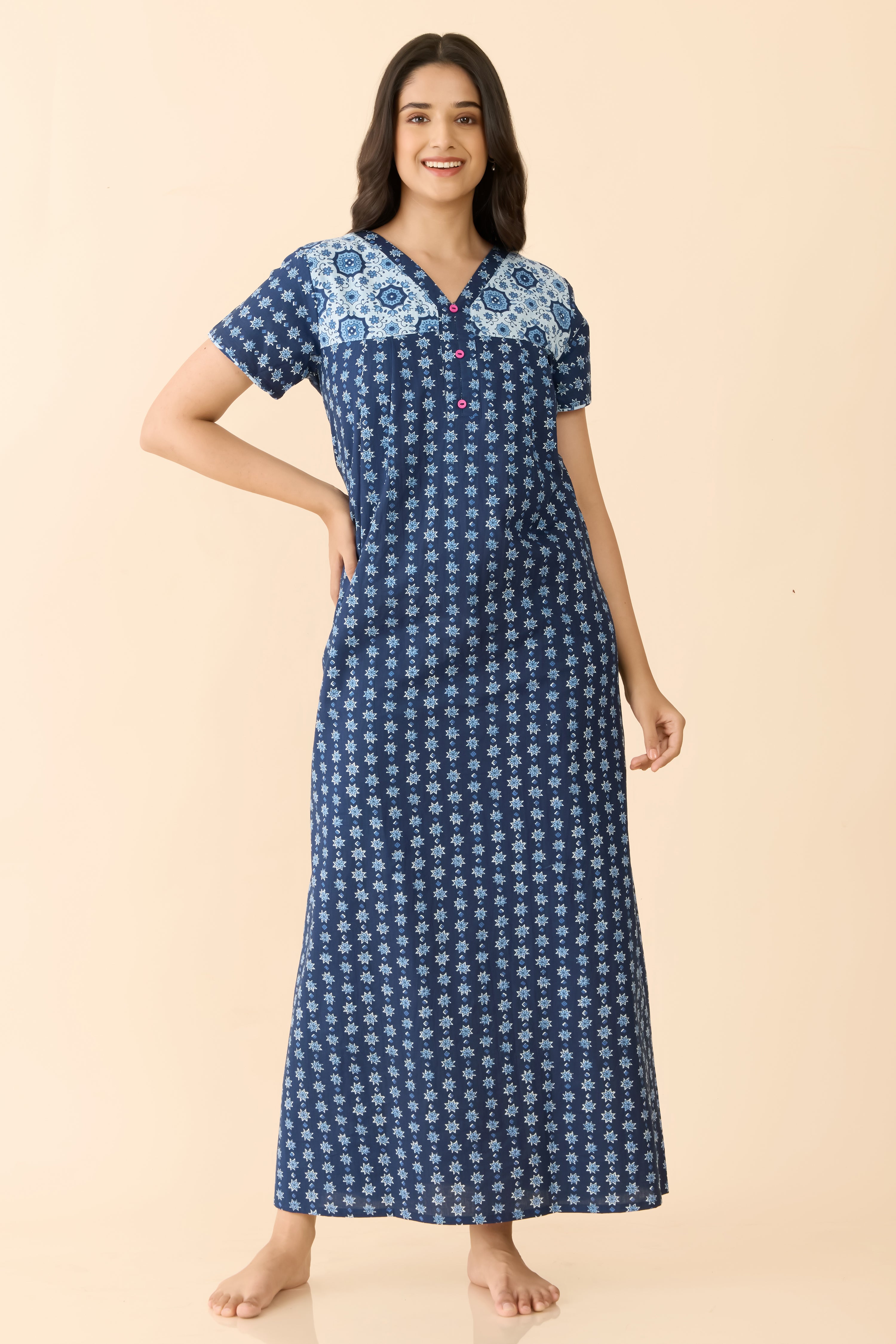 Navy Indigo Cotton Nightwear