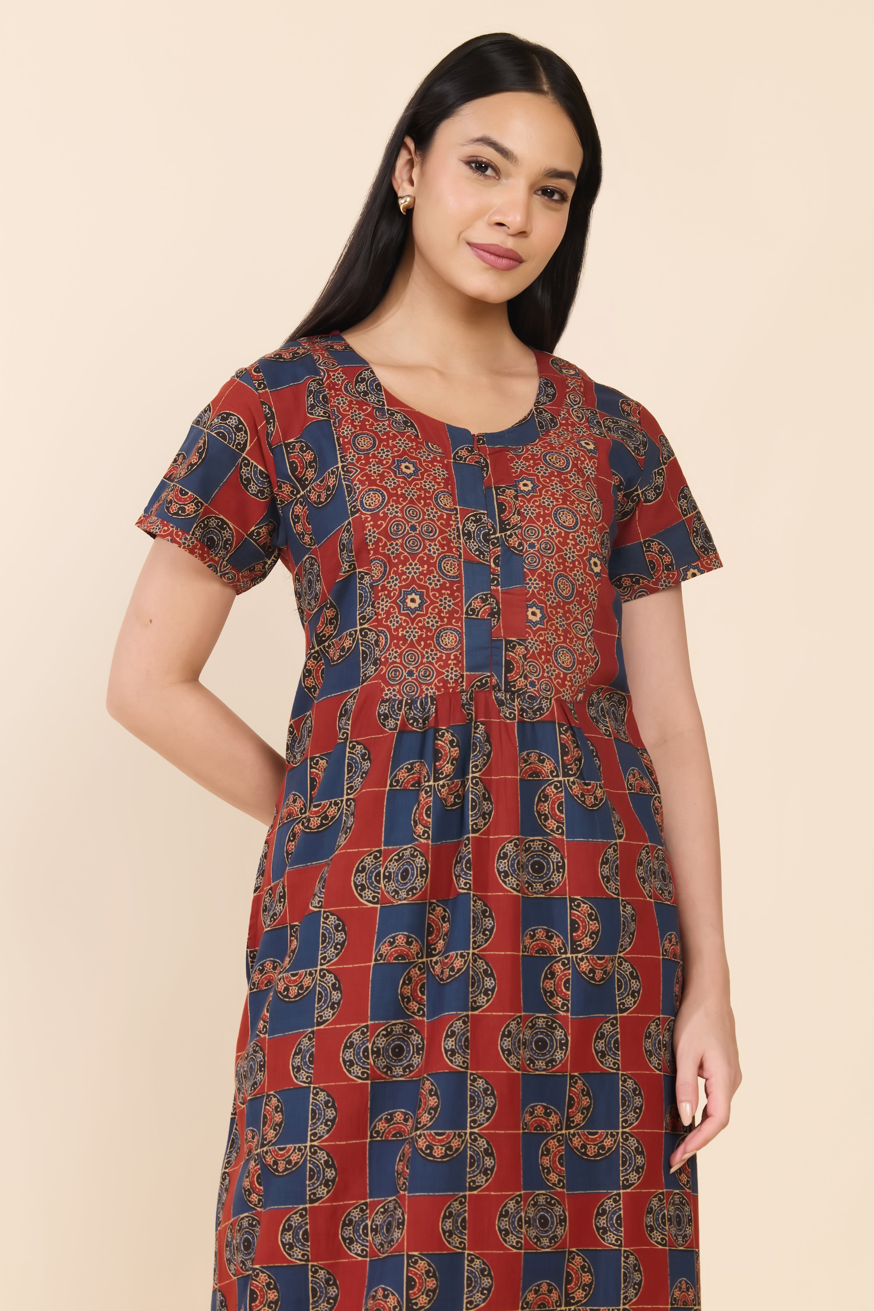 BLUE AJRAKH COTTON NIGHTWEAR