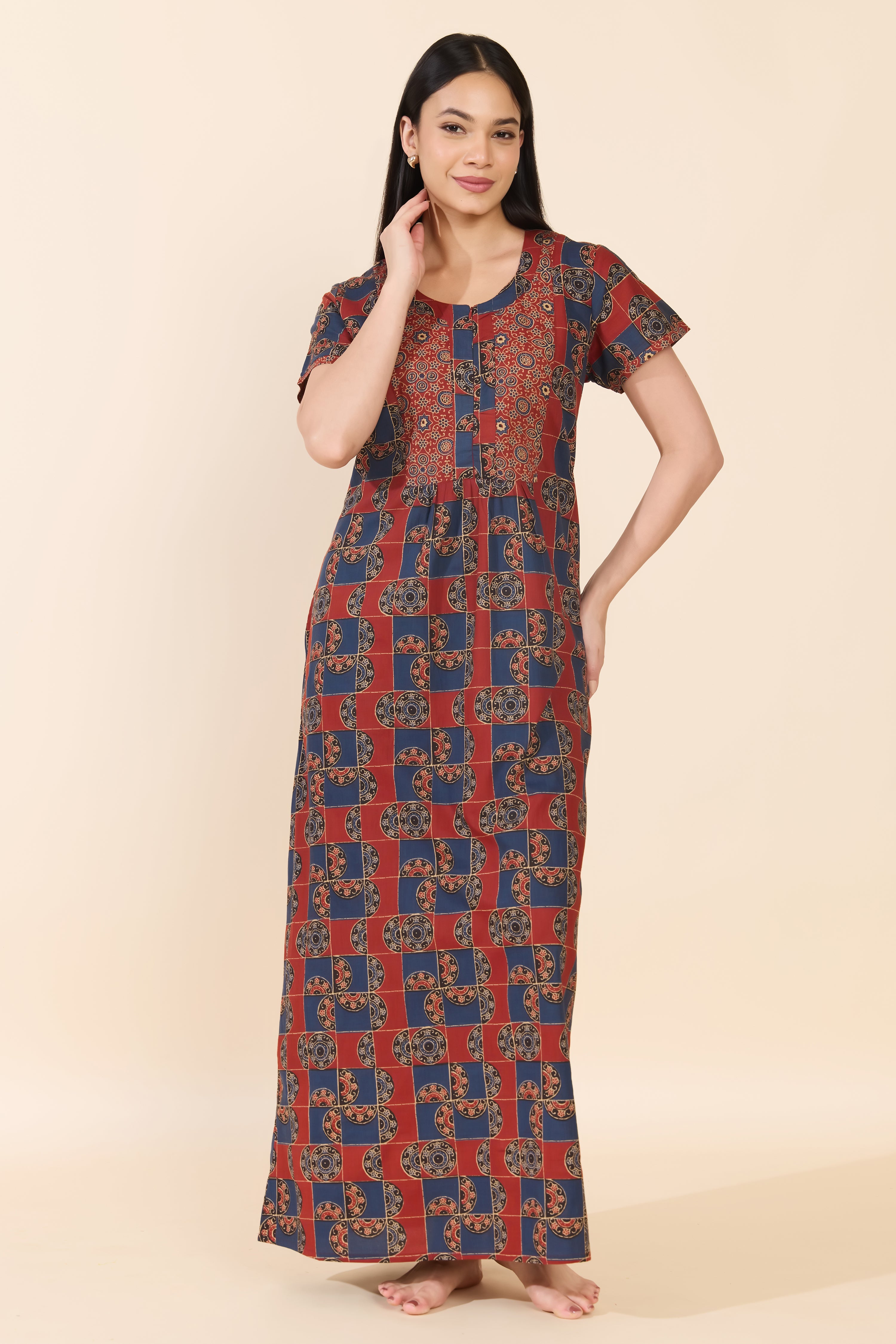 BLUE AJRAKH COTTON NIGHTWEAR