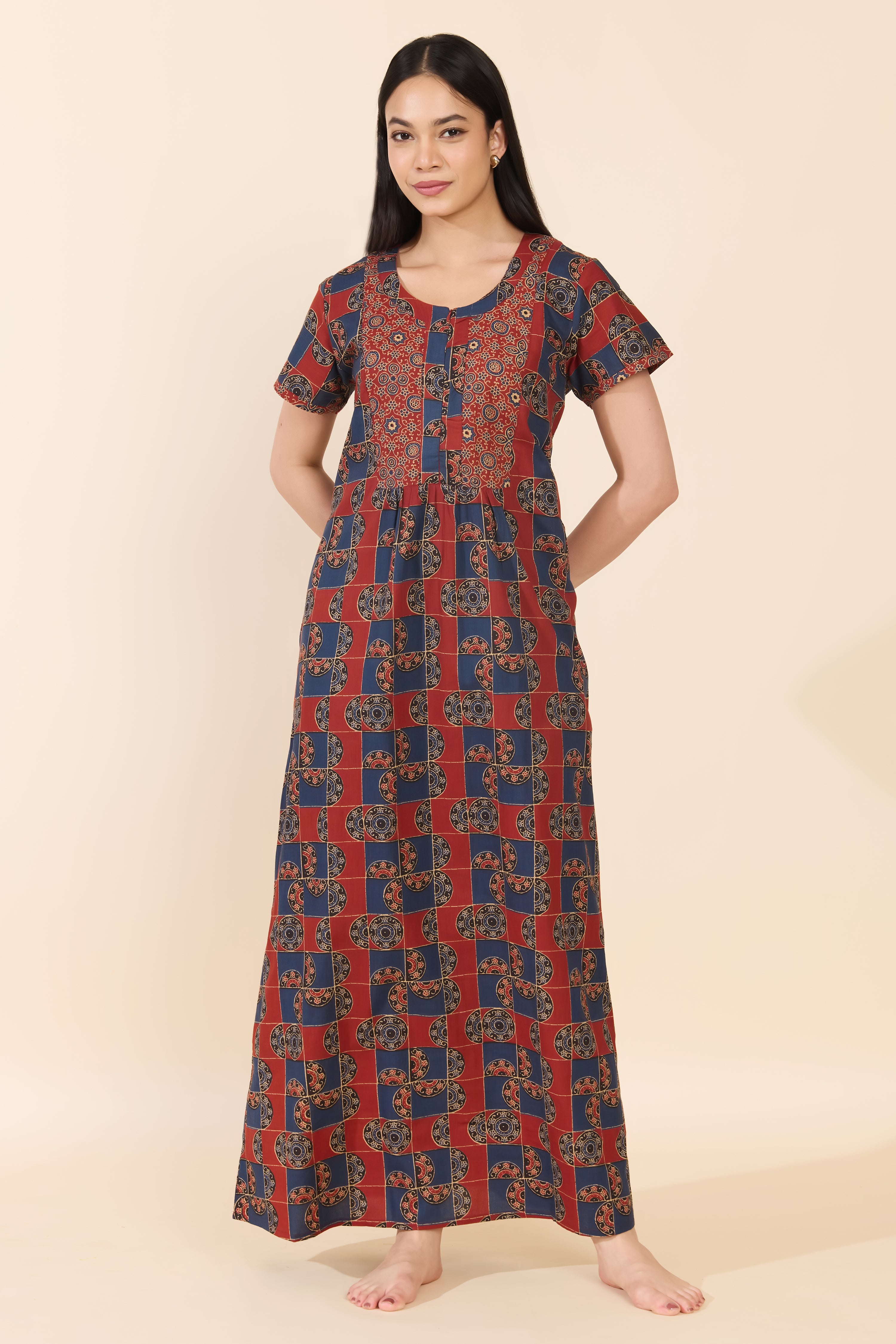 BLUE AJRAKH COTTON NIGHTWEAR