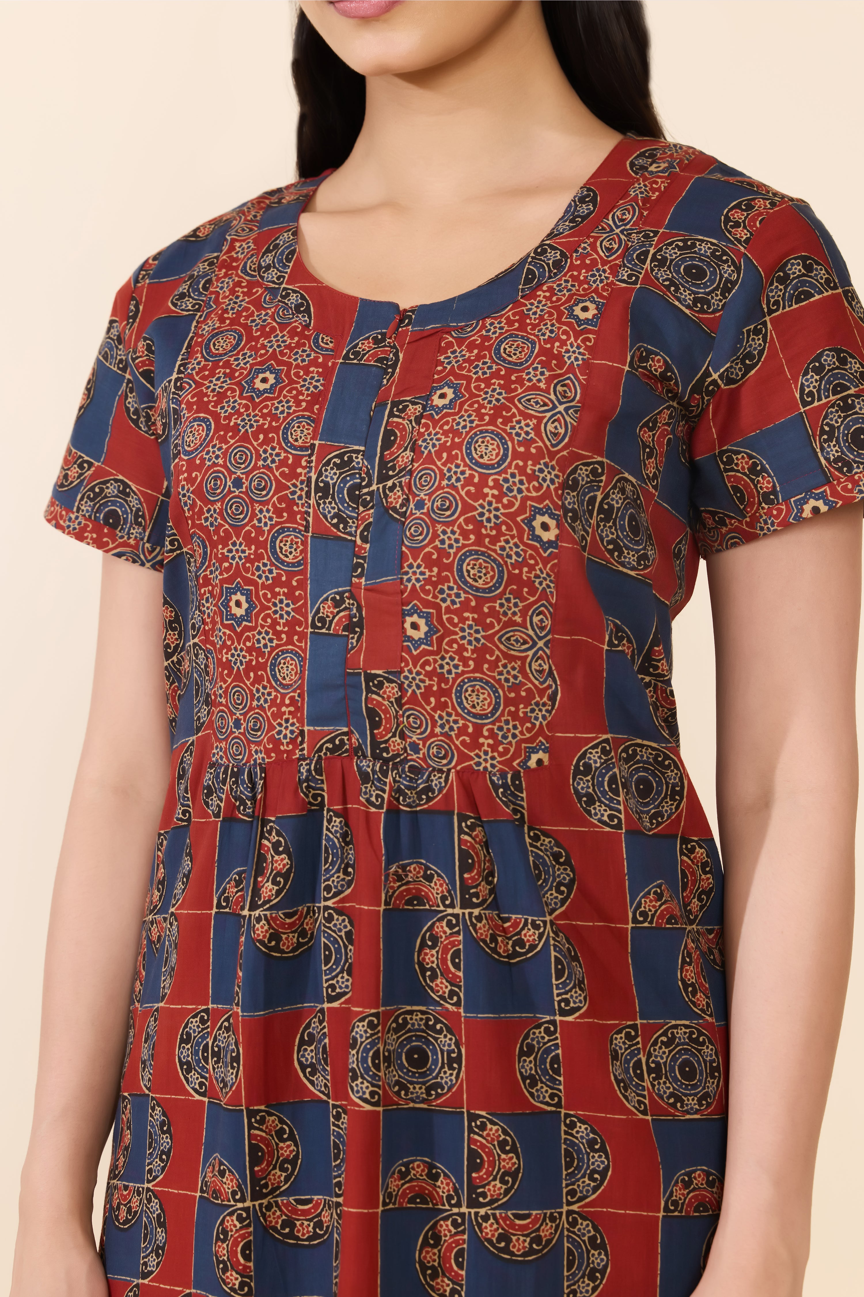 BLUE AJRAKH COTTON NIGHTWEAR