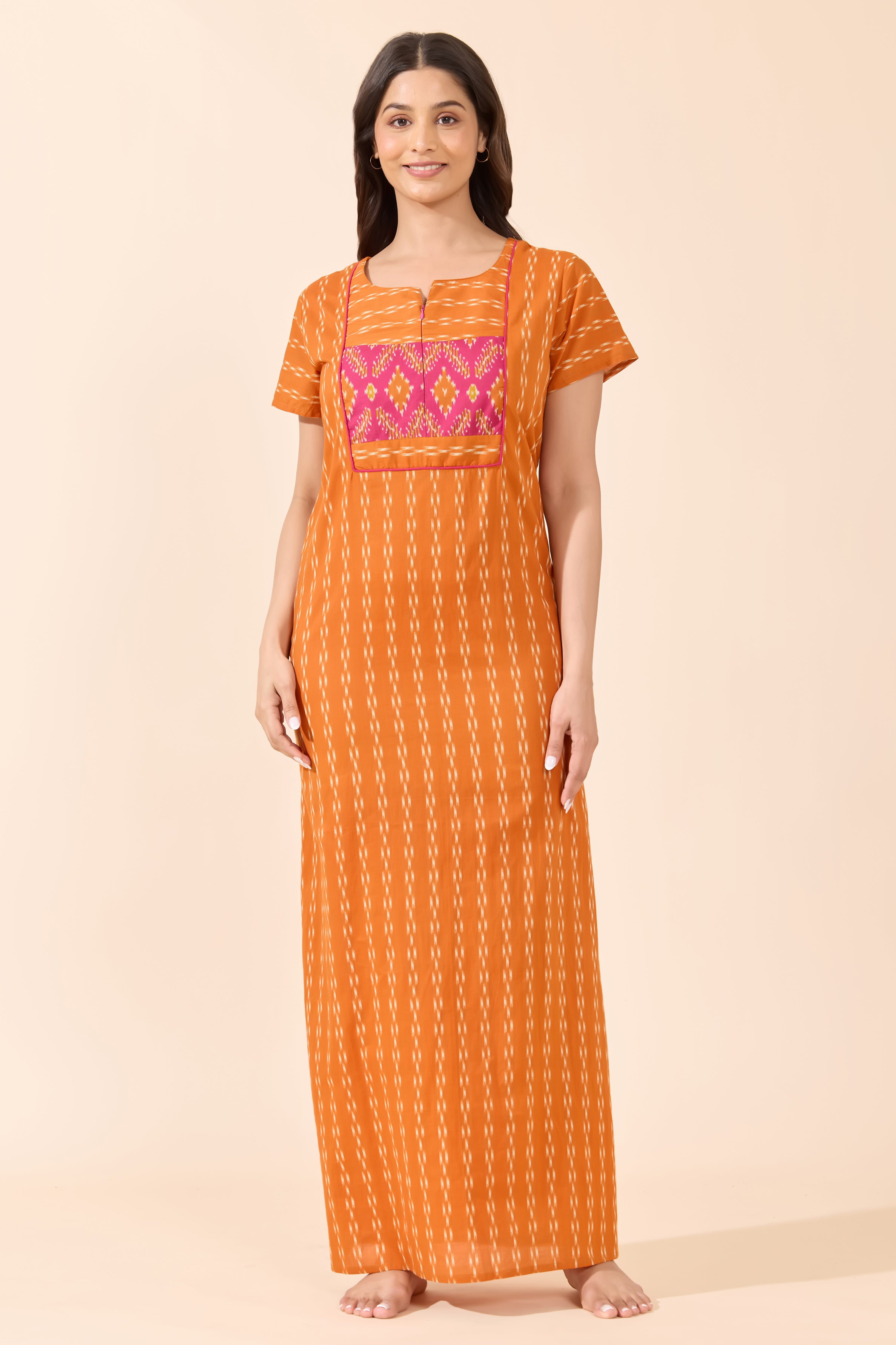 RUST IKAT COTTON NIGHTWEAR