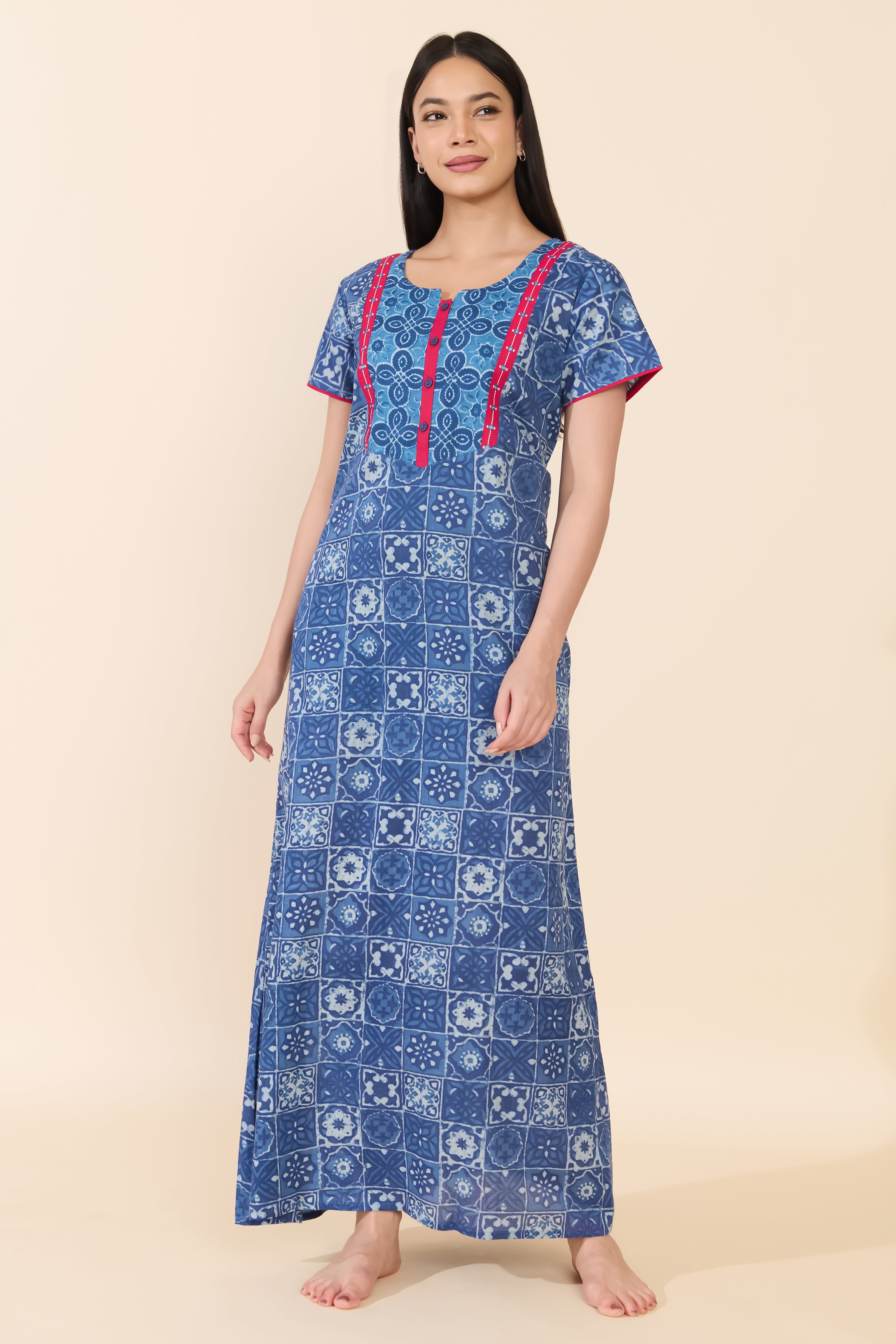 BLUE & PINK INDIGO COTTON NIGHTWEAR