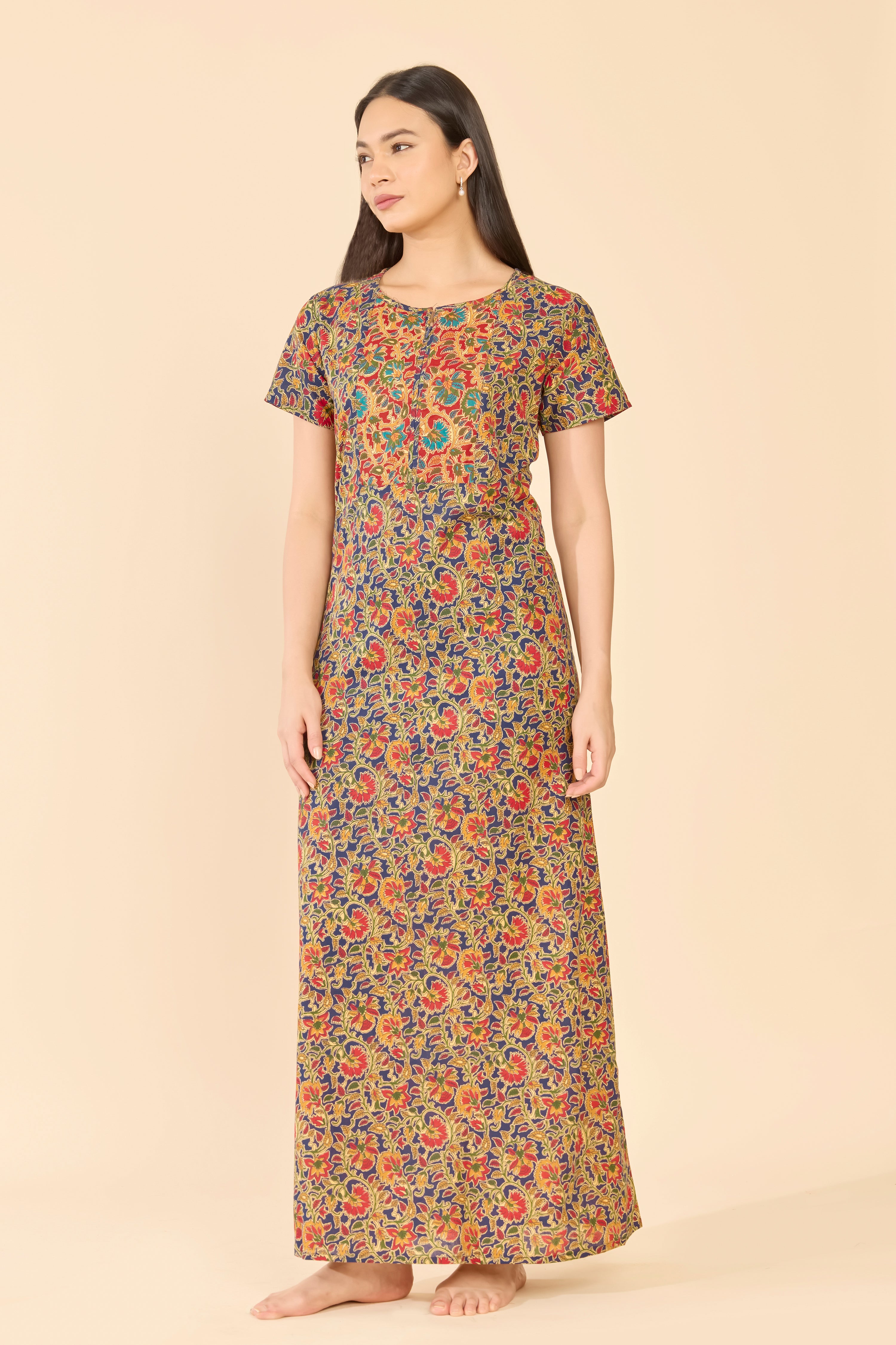 Blue Kalamkari Cotton Nightwear
