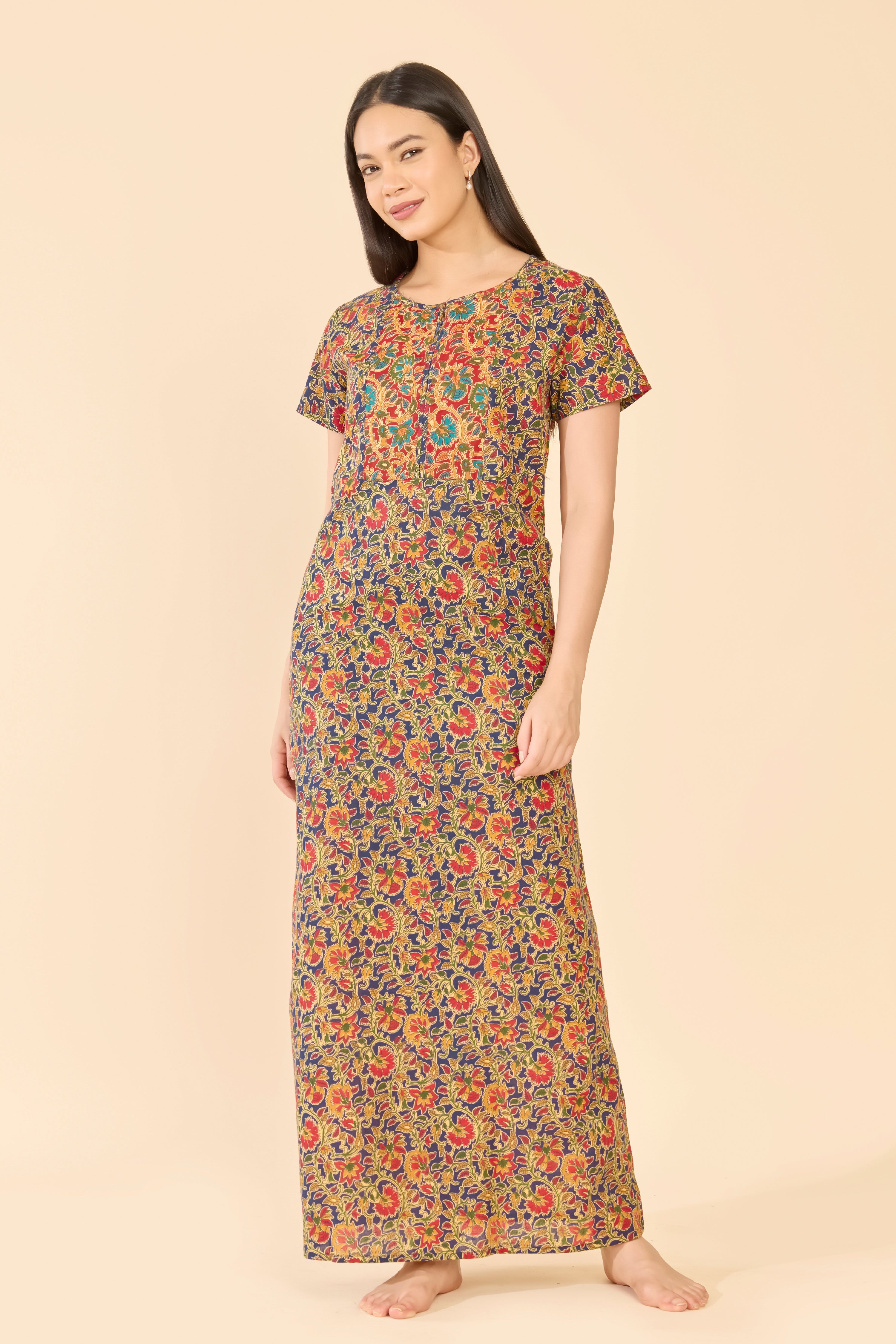 Blue Kalamkari Cotton Nightwear