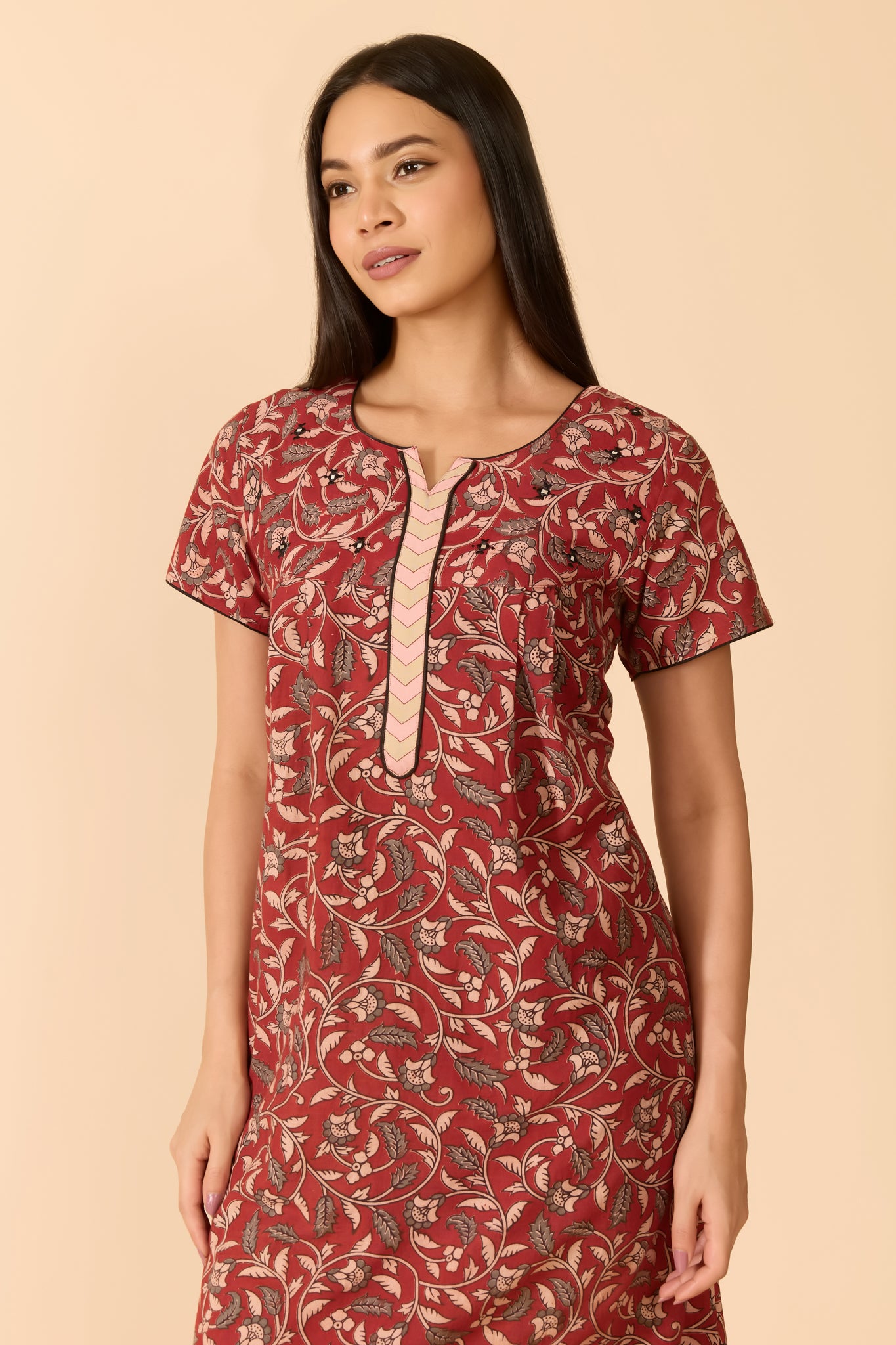 Red Garden Floral Cotton Nighty