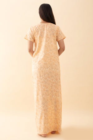 Ditsy Floral Printed Nighty - Peach