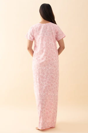 Ditsy Floral Printed Nighty - Pink
