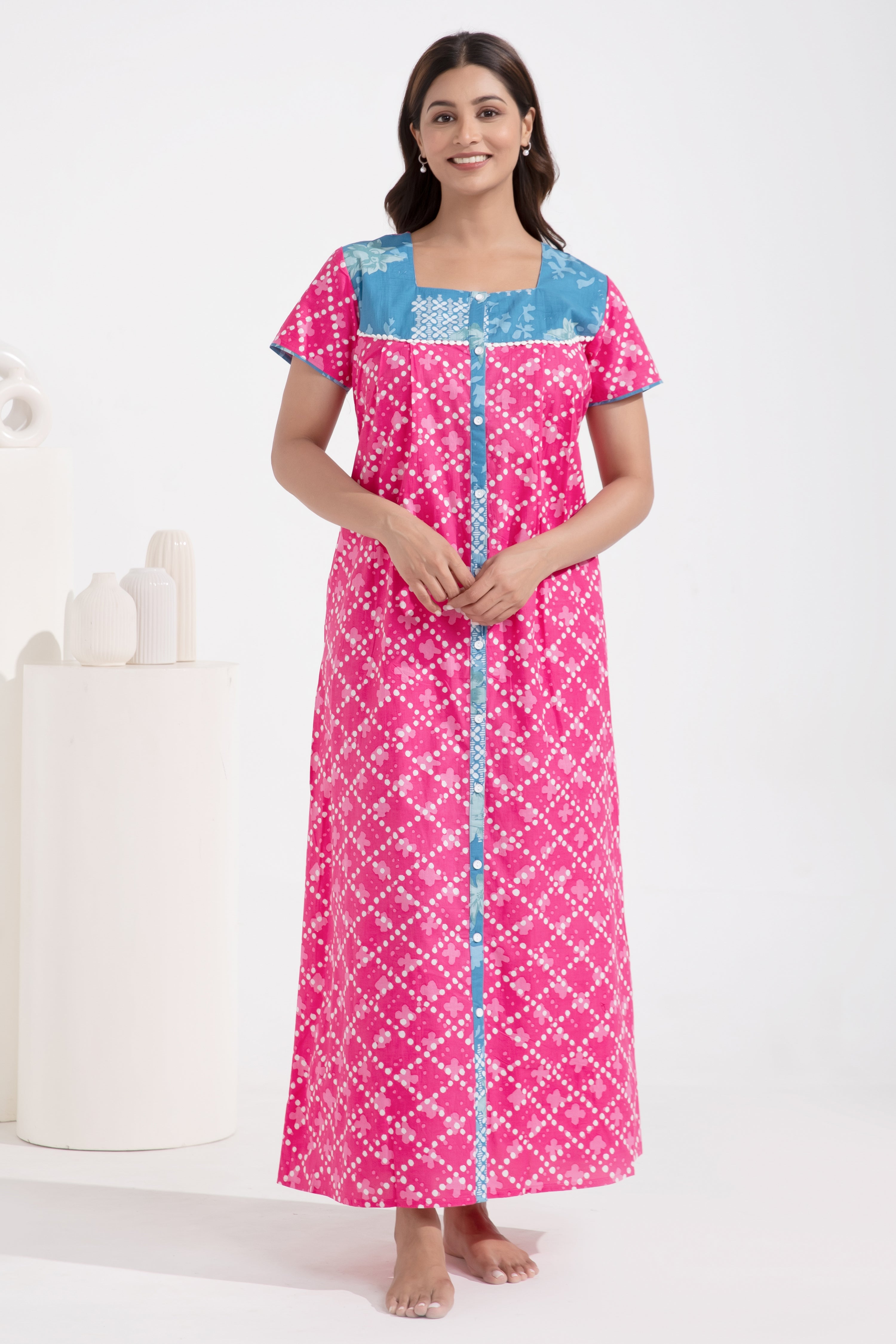 Buy Pink Floral Cotton Nighty for Women Online | Shop Now Maybell Womens Fashion Buy Pink Floral Cotton Nighty for Women Online | Shop Now Maybell Womens Fashion