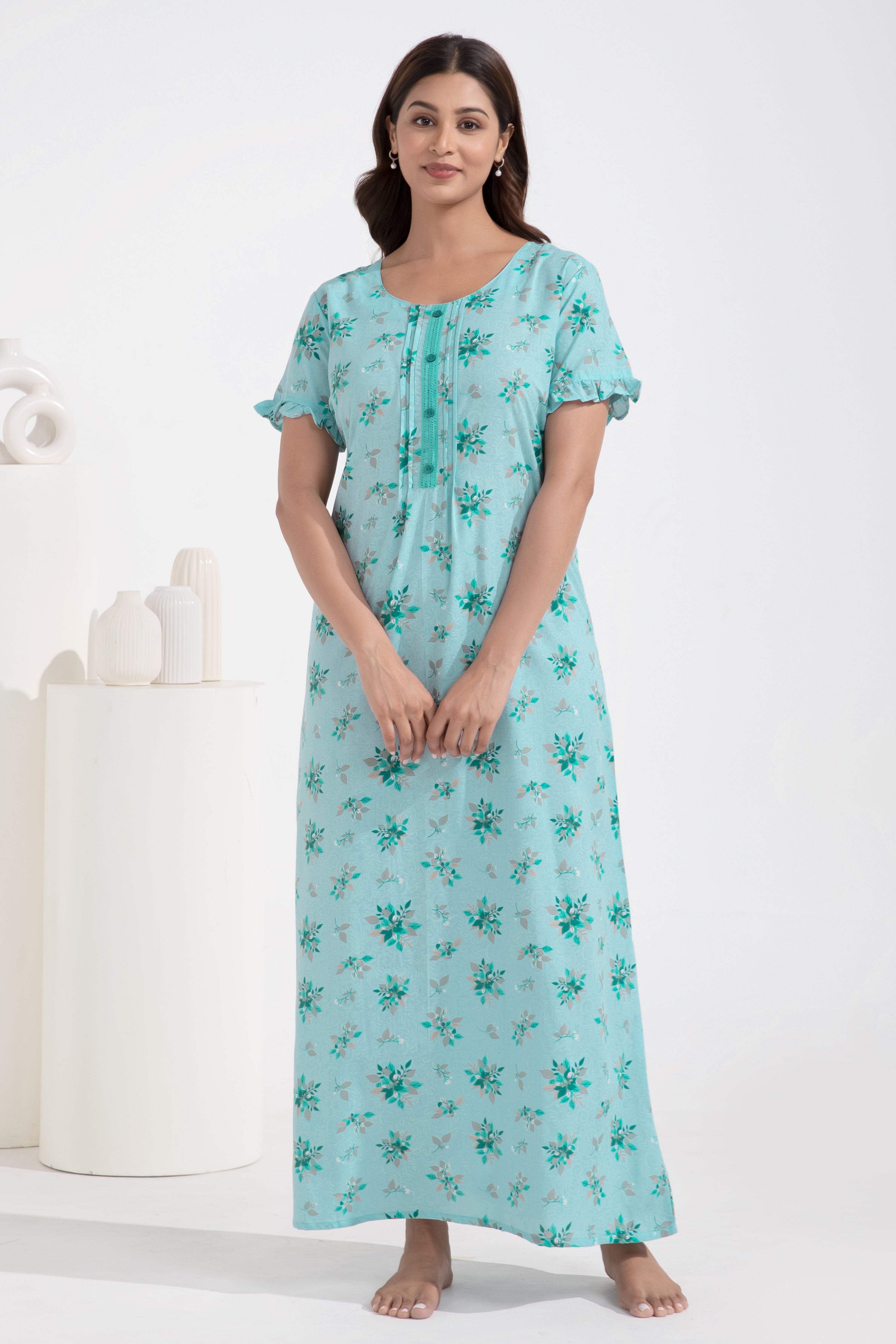Buy Aqua Blue Nighty for Women Online Shop Best Night Wear