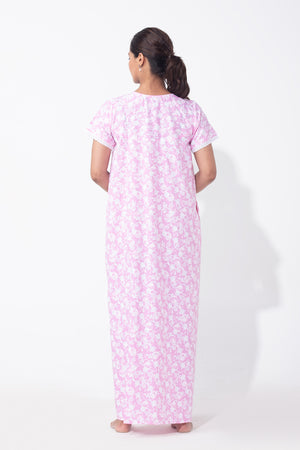 Pastel Floral Print on Print Pink Nighty