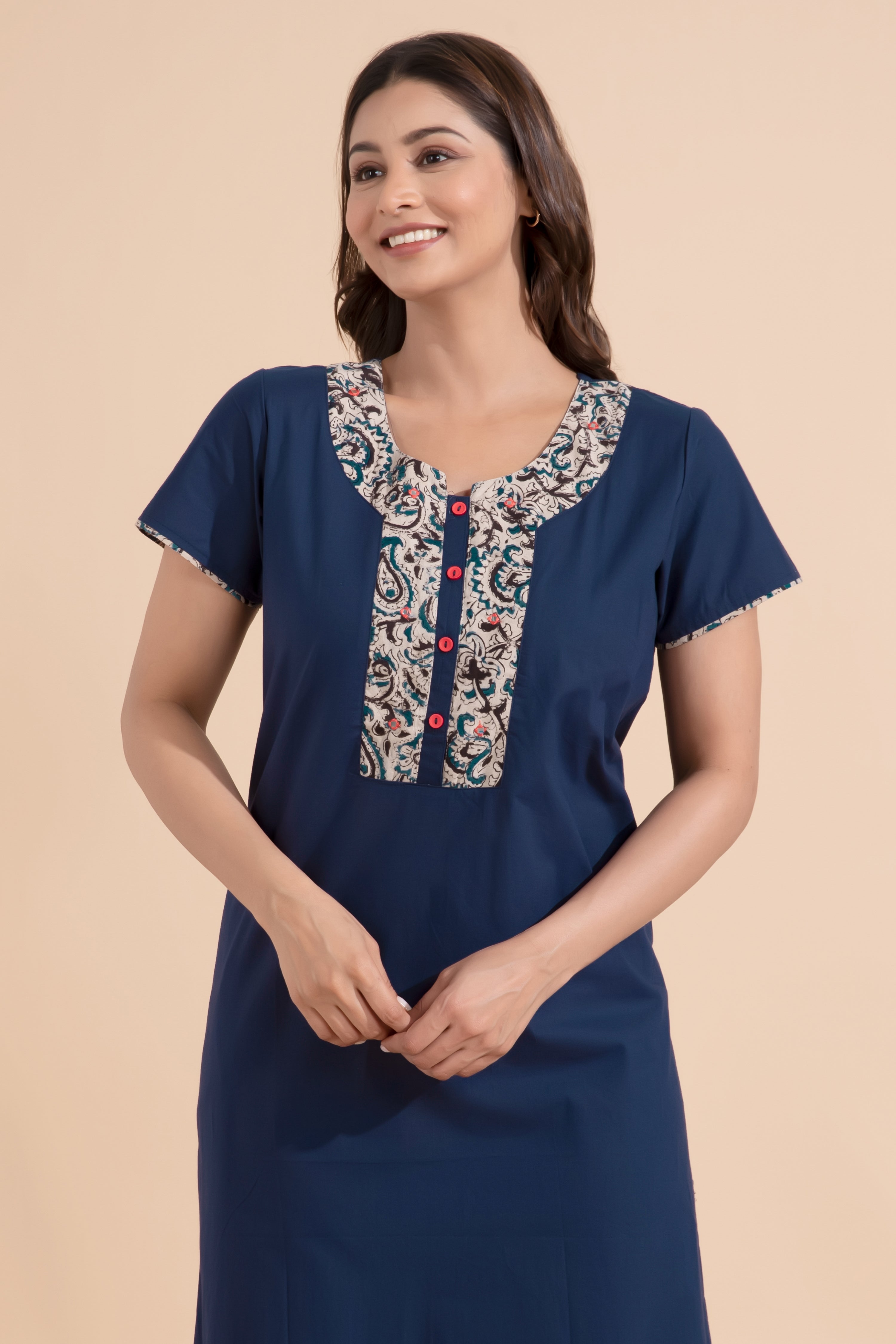 Buy Solid Navy Blue Nighty for Women Online Best Nightwear