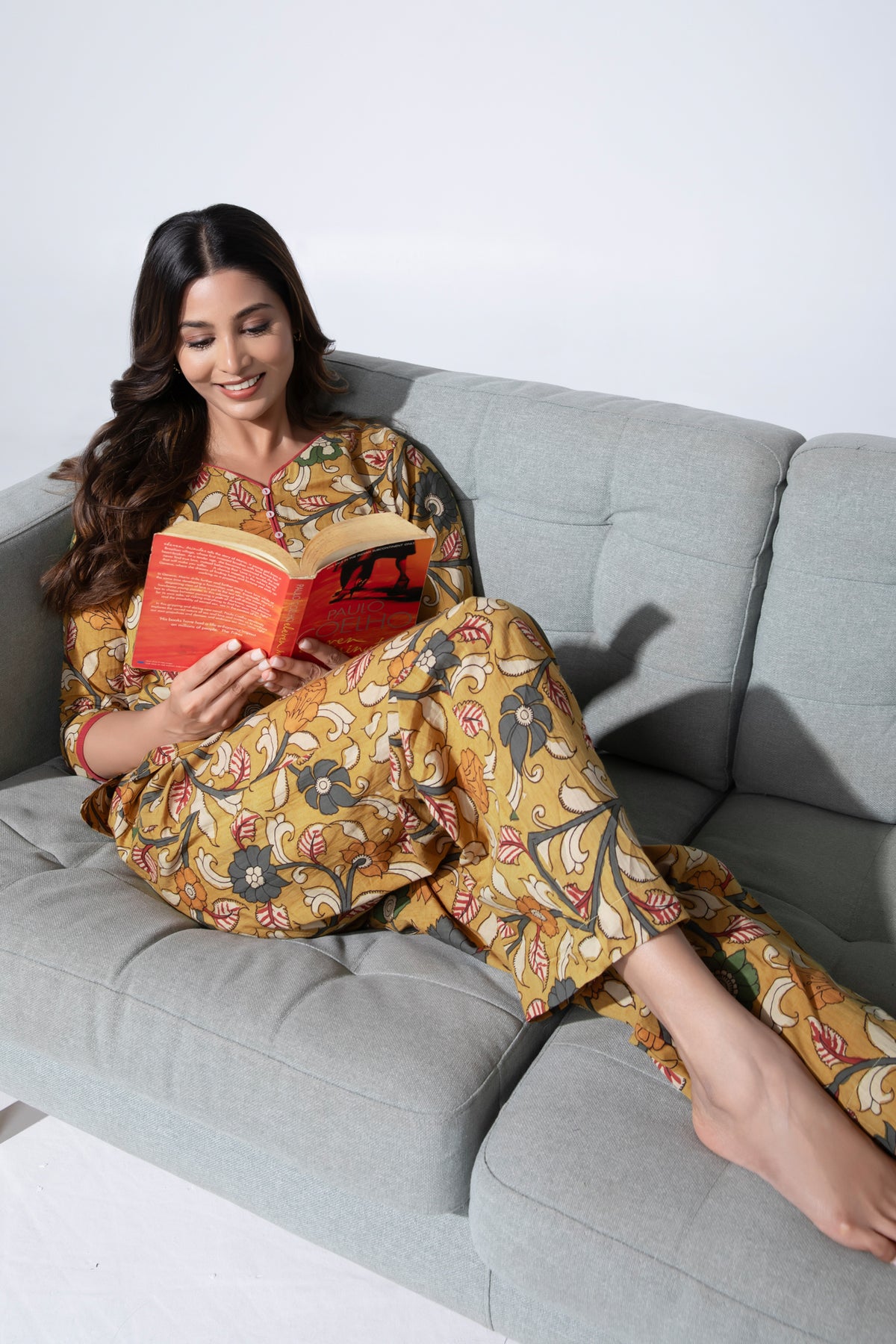 Beige Kalamkari Cotton Pyjama Set