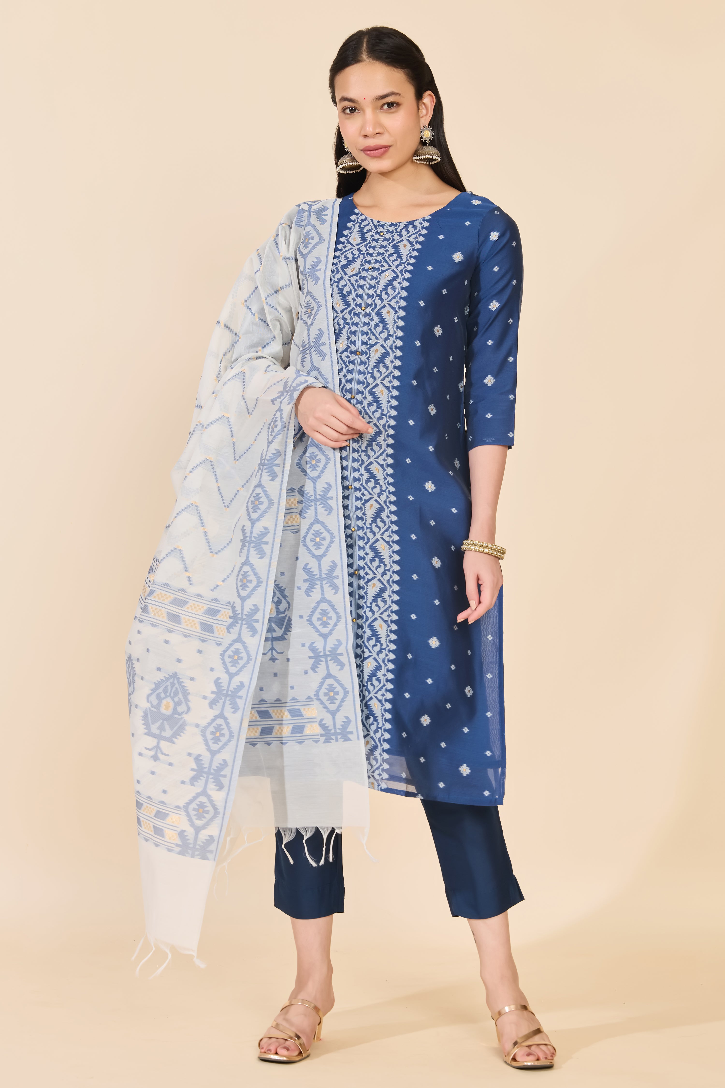 BLUE JAMDANI KURTA SET