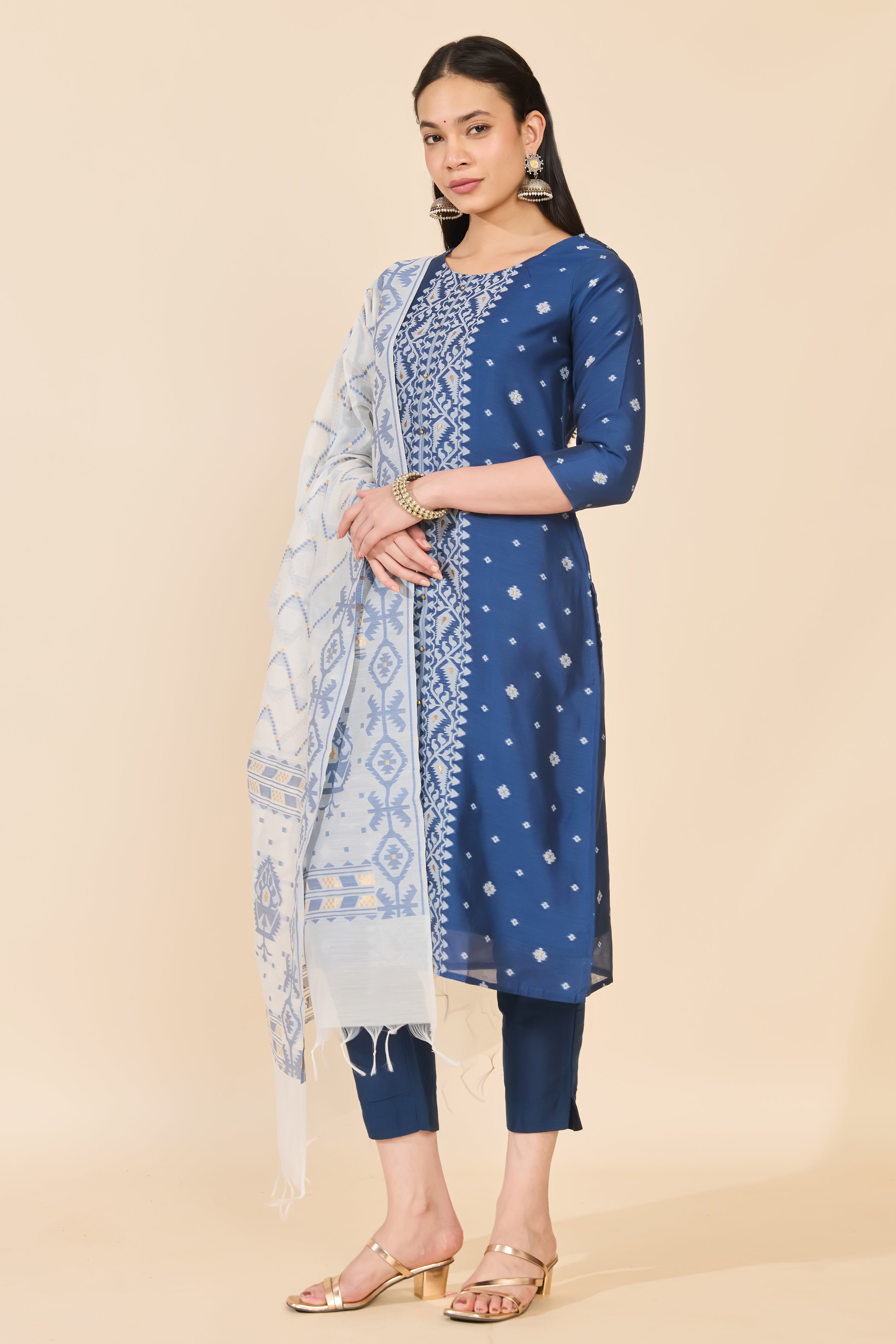 BLUE JAMDANI KURTA SET