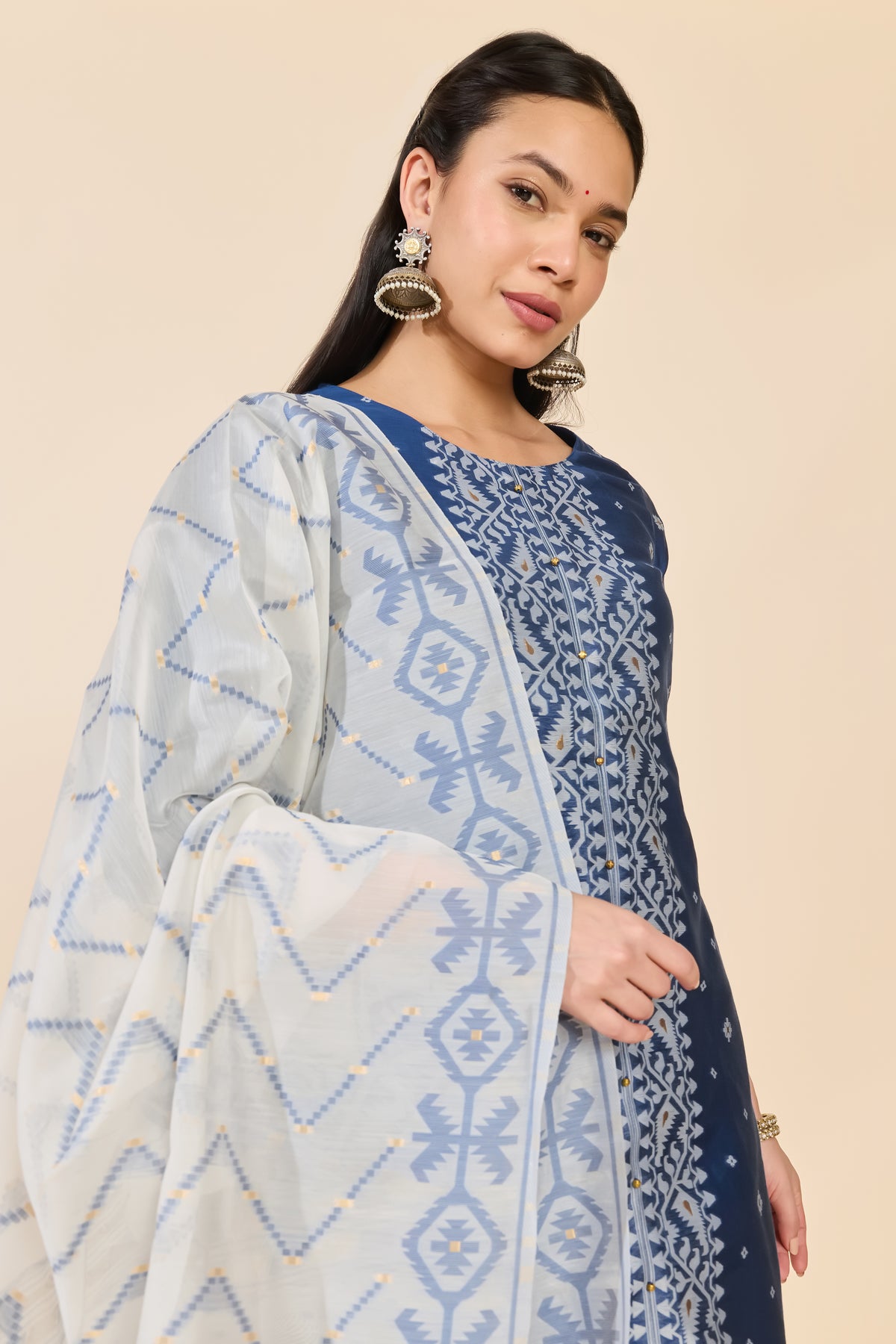 BLUE JAMDANI KURTA SET