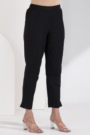 Cotton Dobby Black Manglagiri Kurtaset with Checkered Dupatta