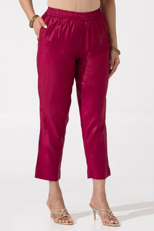 Monochrome Magenta Festive Kurtaset with Brocade Dupatta