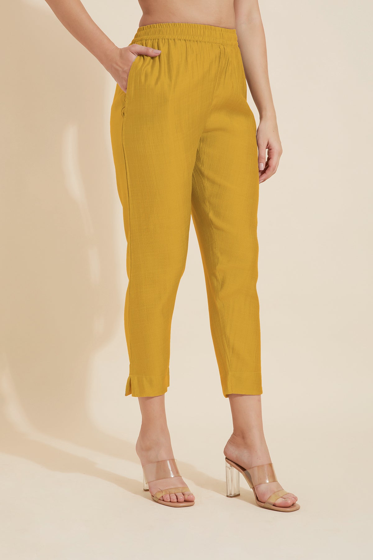 Solid Straight Pant - Dark Mustard