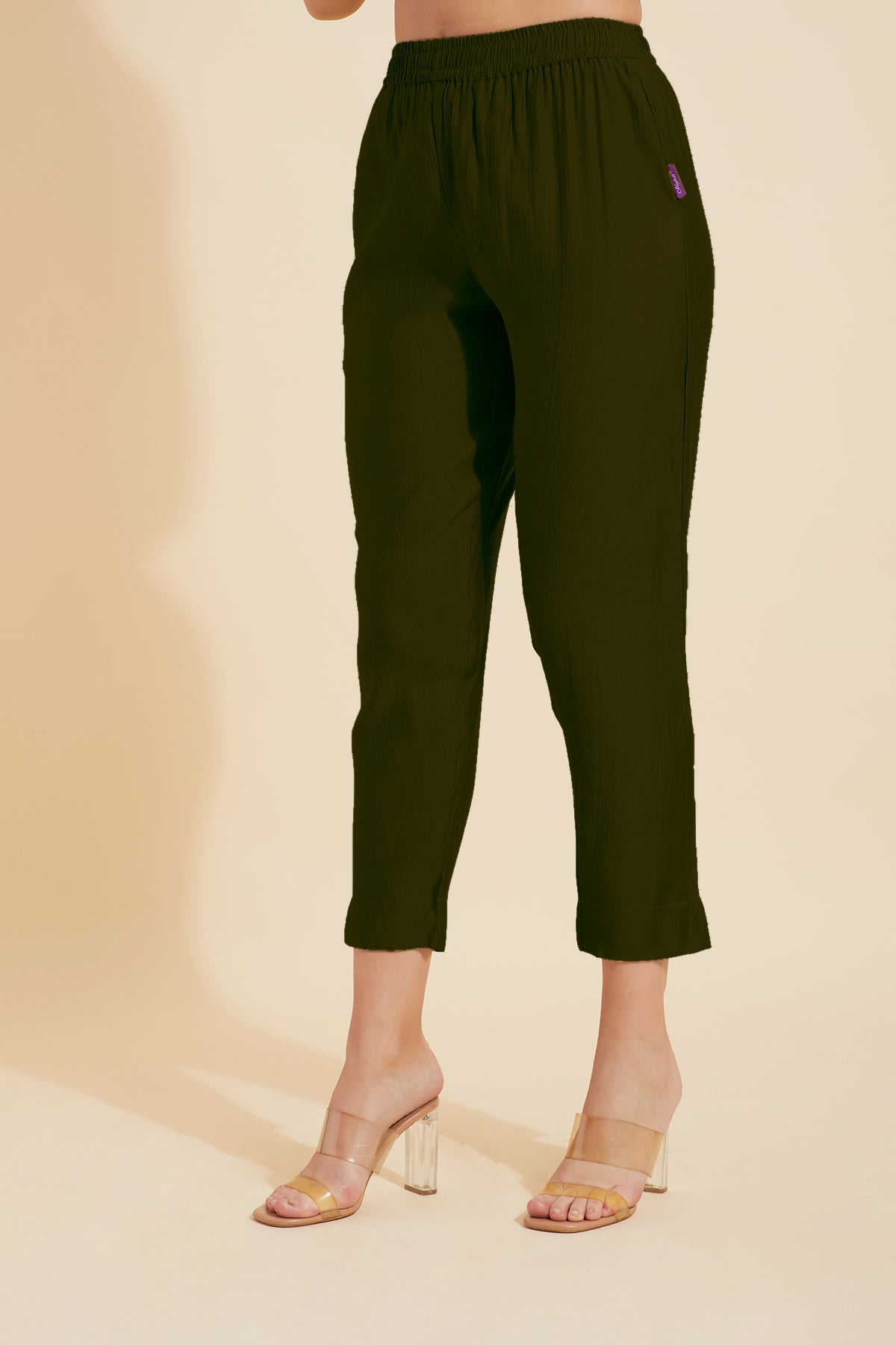Solid Straight Pant - Olive Green