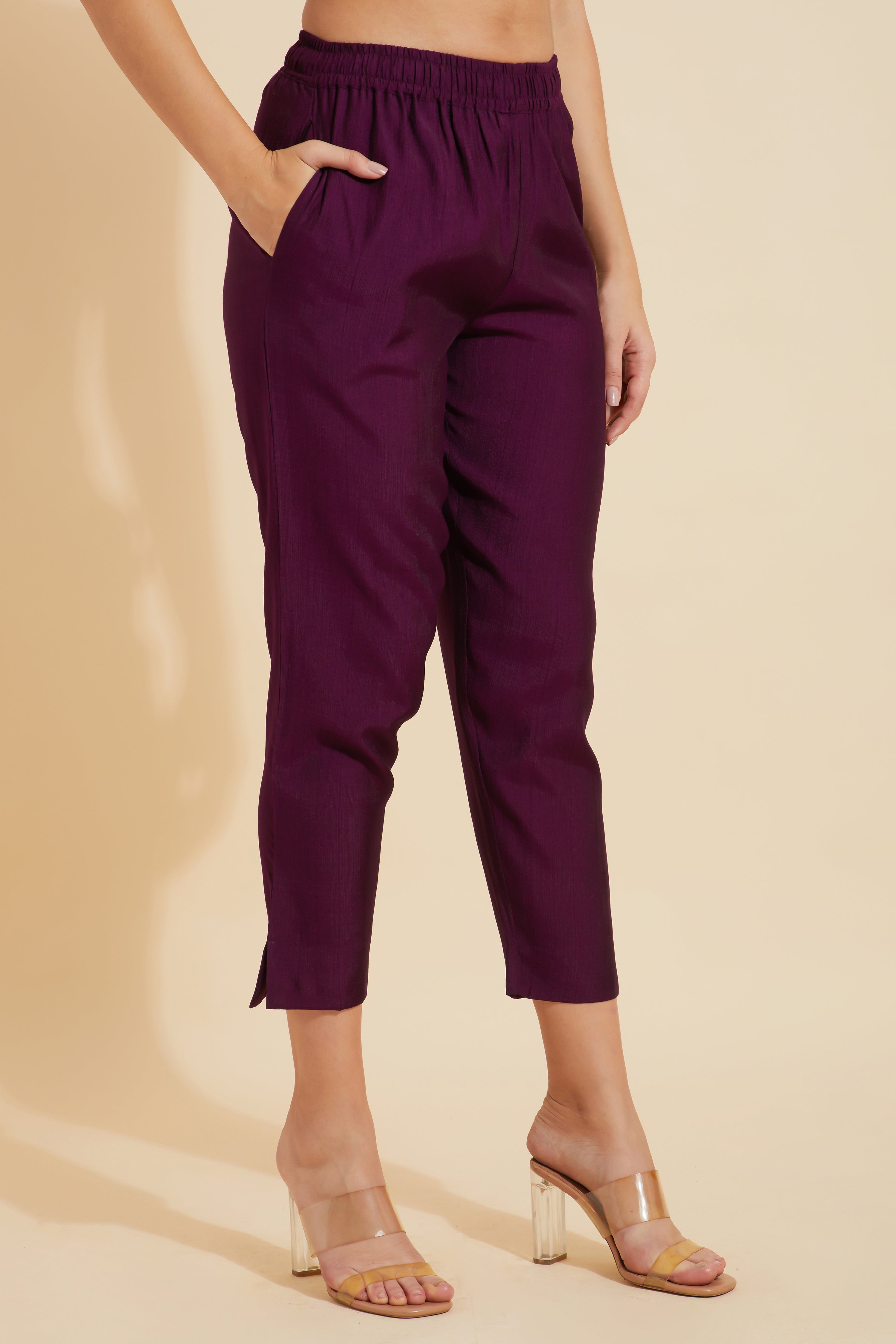 Solid Straight Pant - Purple