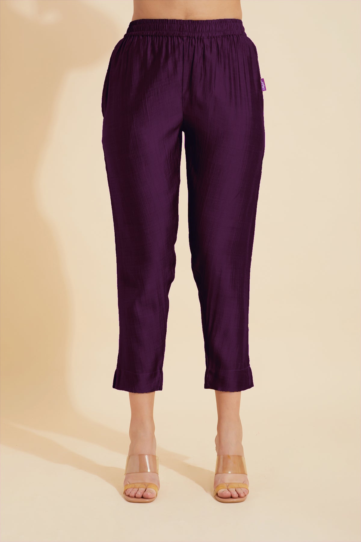 Solid Straight Pant - Violet