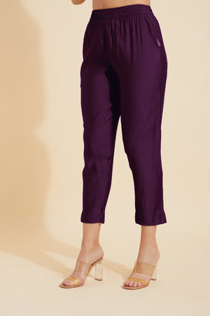 Solid Straight Pant - Violet