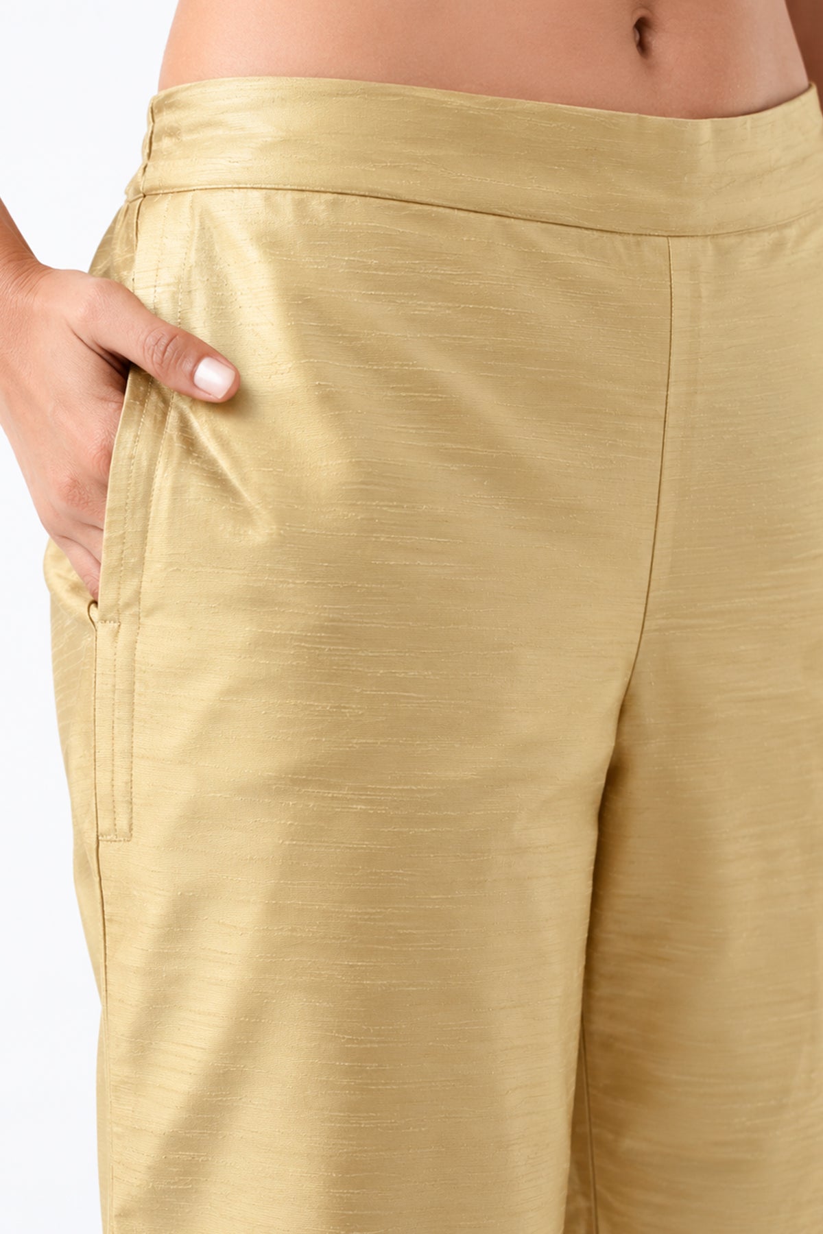Dark Gold Solid Straight Pant