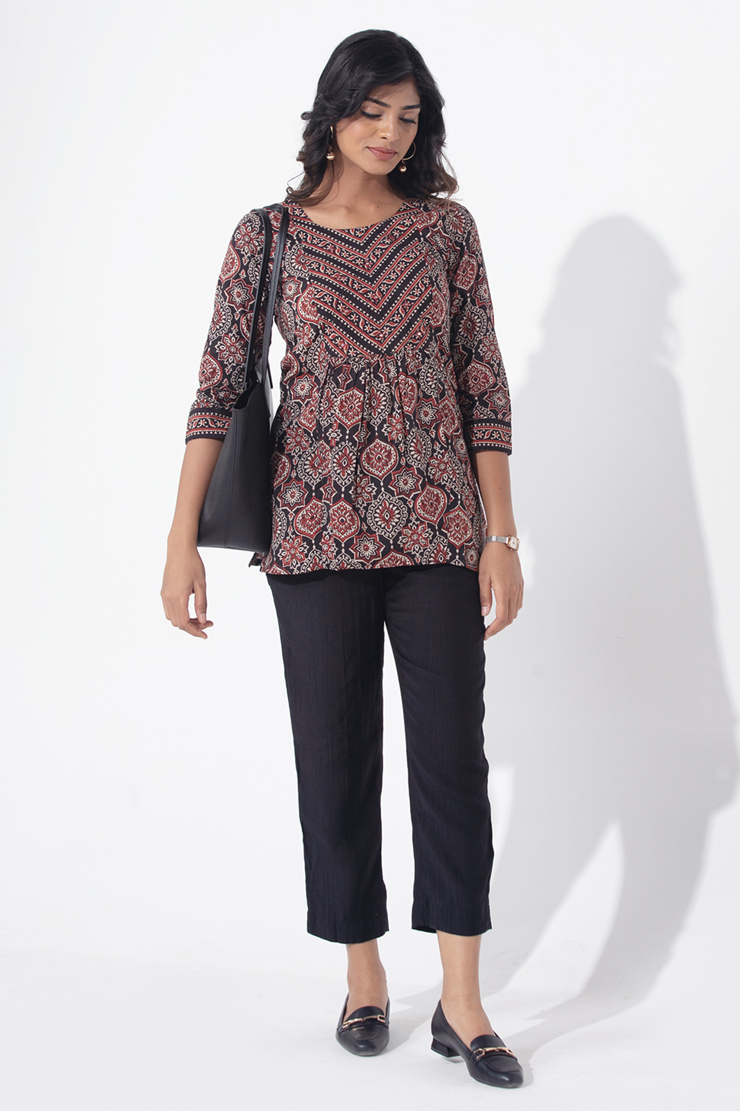 Block Printed Black Cotton Tunic