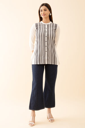 Monochrome Dobby Weave Tunic - Off-White