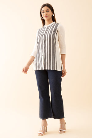 Monochrome Dobby Weave Tunic - Off-White