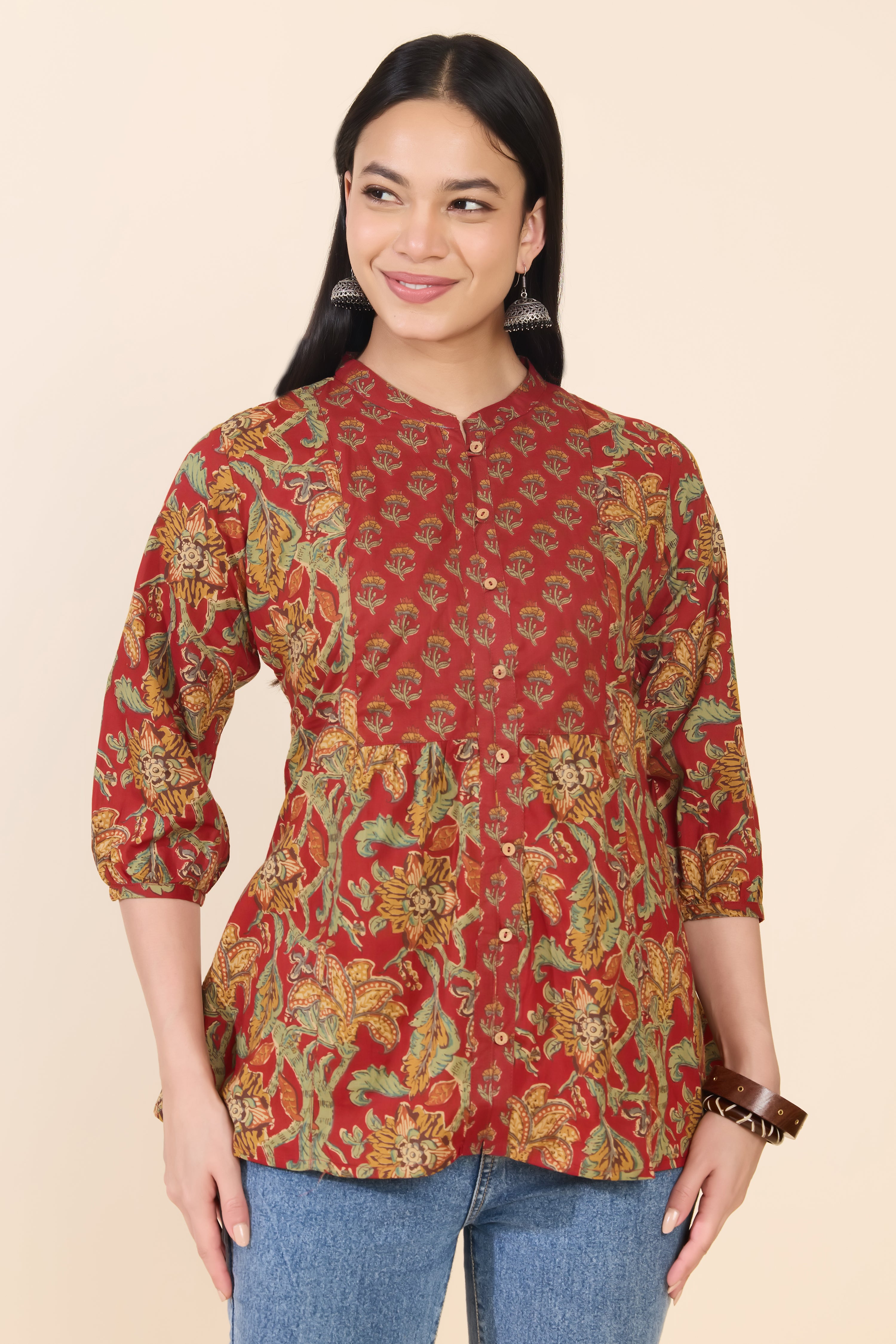 RED KALAMKARI COTTON TUNIC