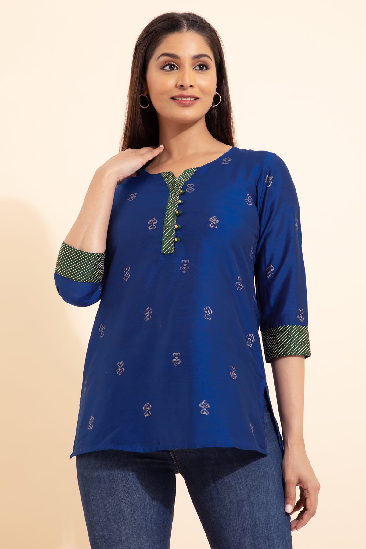 Zari Embellished Tunic - Blue