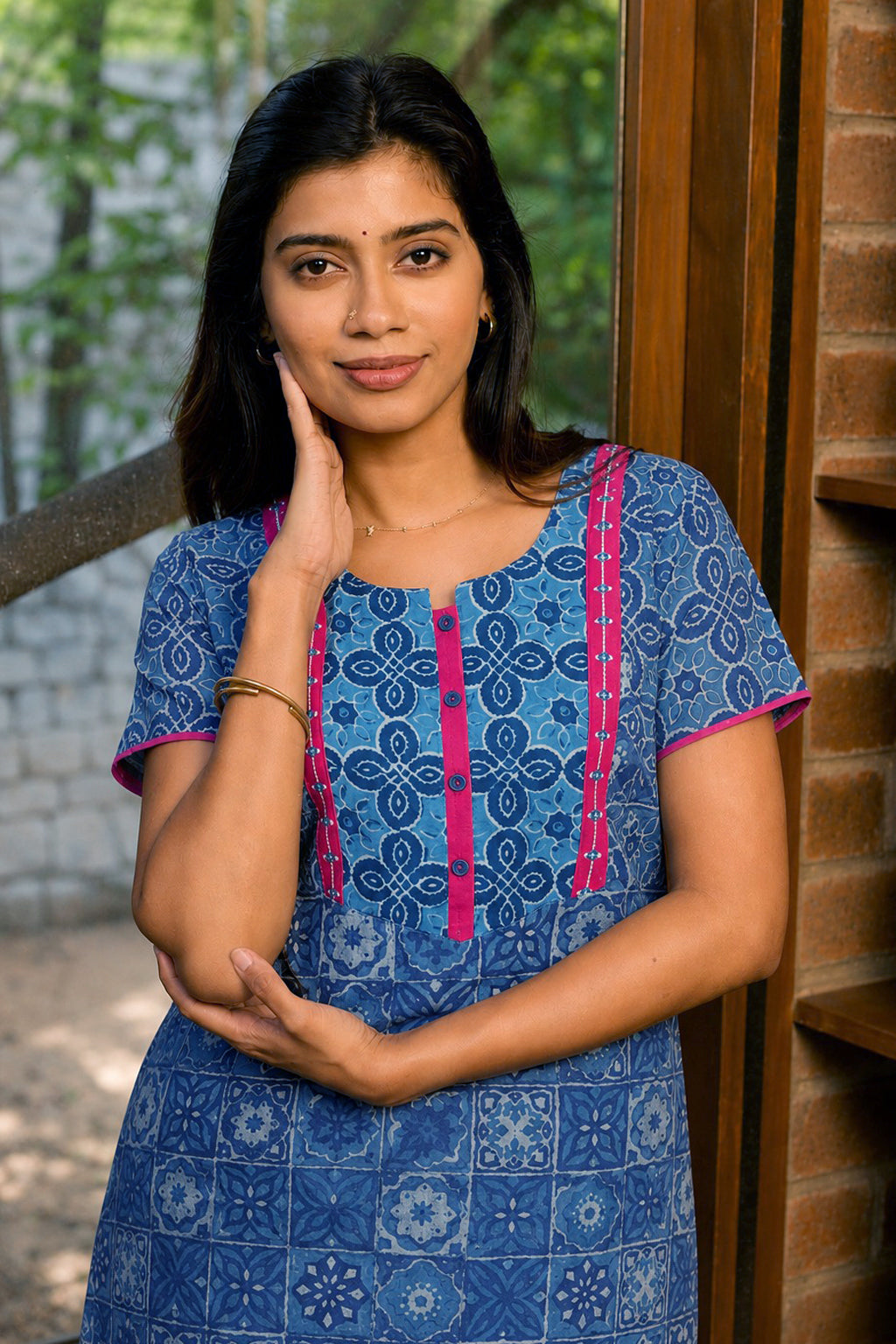 BLUE & PINK INDIGO COTTON NIGHTWEAR