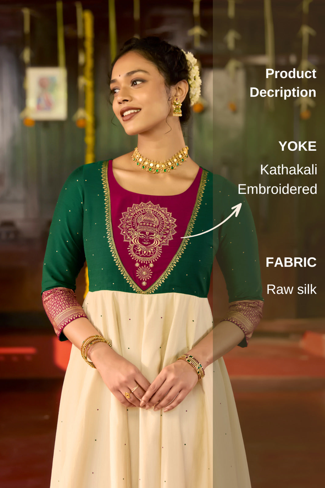 Festive Off White Kathakali Embroidered Anarkali