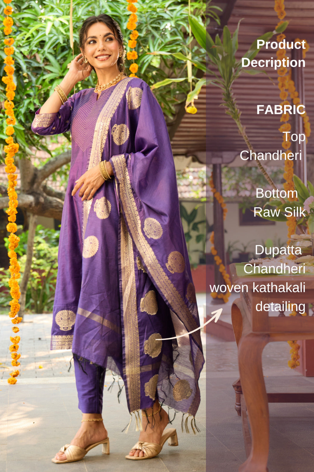 Woven Kathakali Purple Chanderi Kurtaset